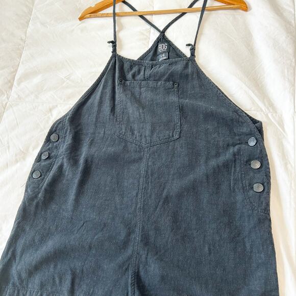 Urban Outfitters BDG Bianca Shortall Black Linen Blend Overall Romper Size L - Picture 4 of 5